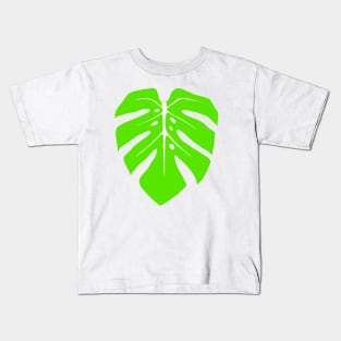 Chartreuse Monstera Leaf Kids T-Shirt